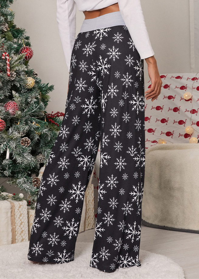 Christmas Print Drawstring Drawastring Pants