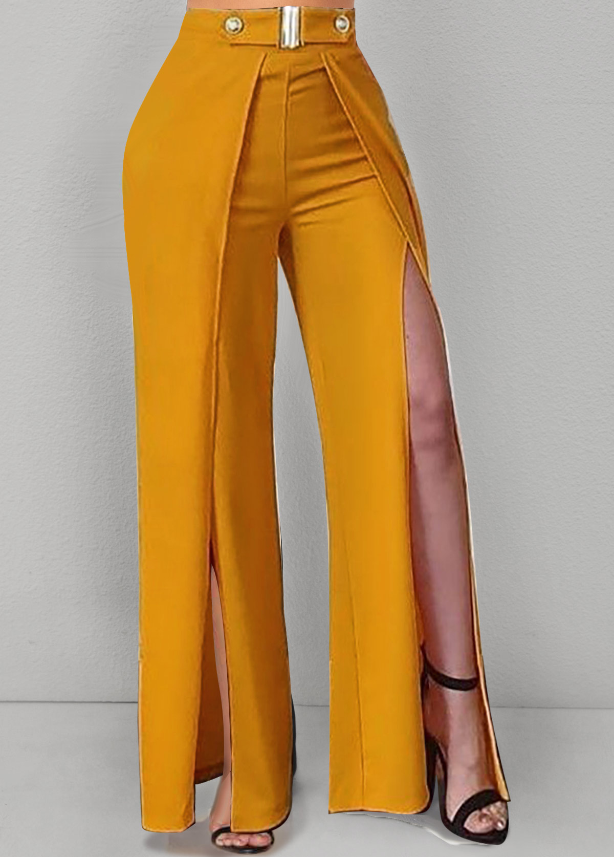 High Waisted Slit Design Ginger Pants